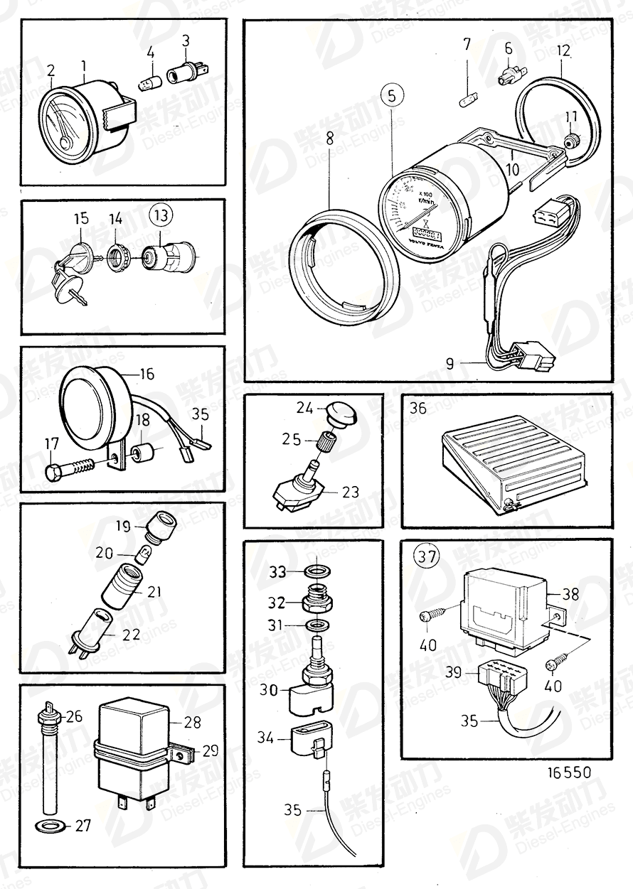 VOLVO Tachometer kit 876750 Drawing